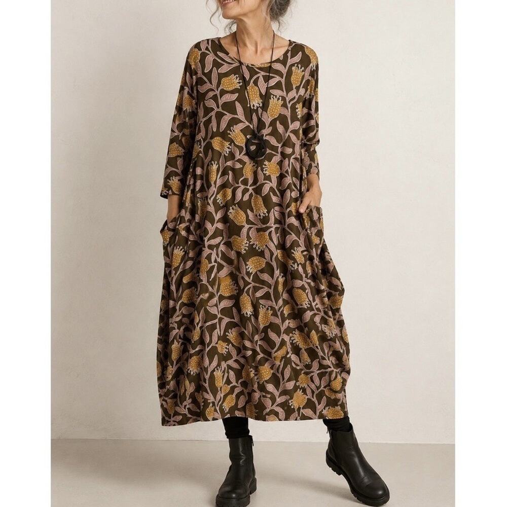 Gudrun Sjoden Azilal Floral Tulip Jersey Midi Dress Size XXL